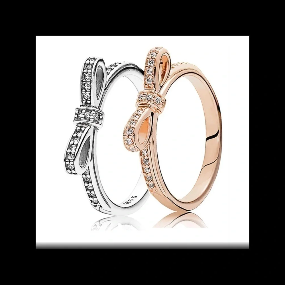 Bow Dainty Ring l Costume Jewelry l ROSE GOLD CUBIC ZIRCONIUM RINGS